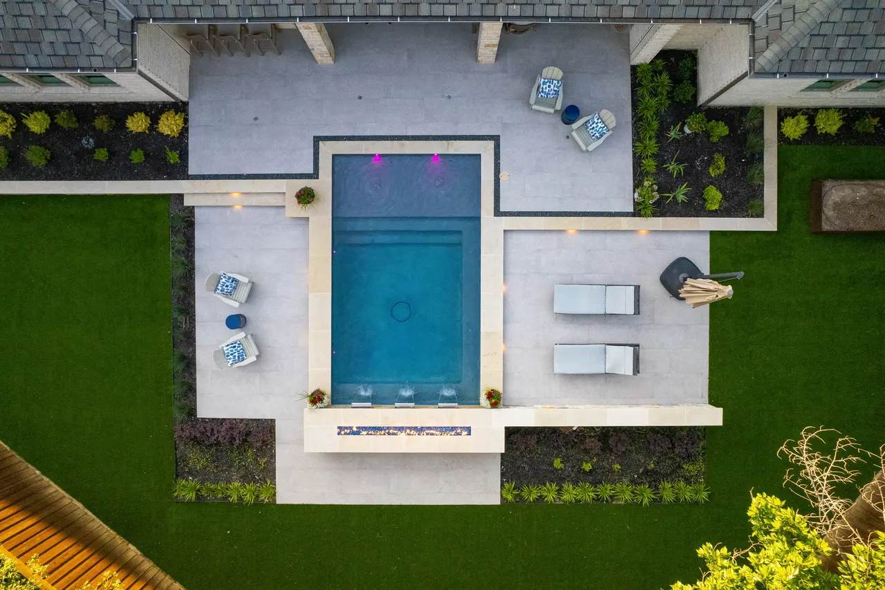 Oakbrook Hills — custom pool in Keller, TX by Verde Outdoors — aerial view (photo 4)