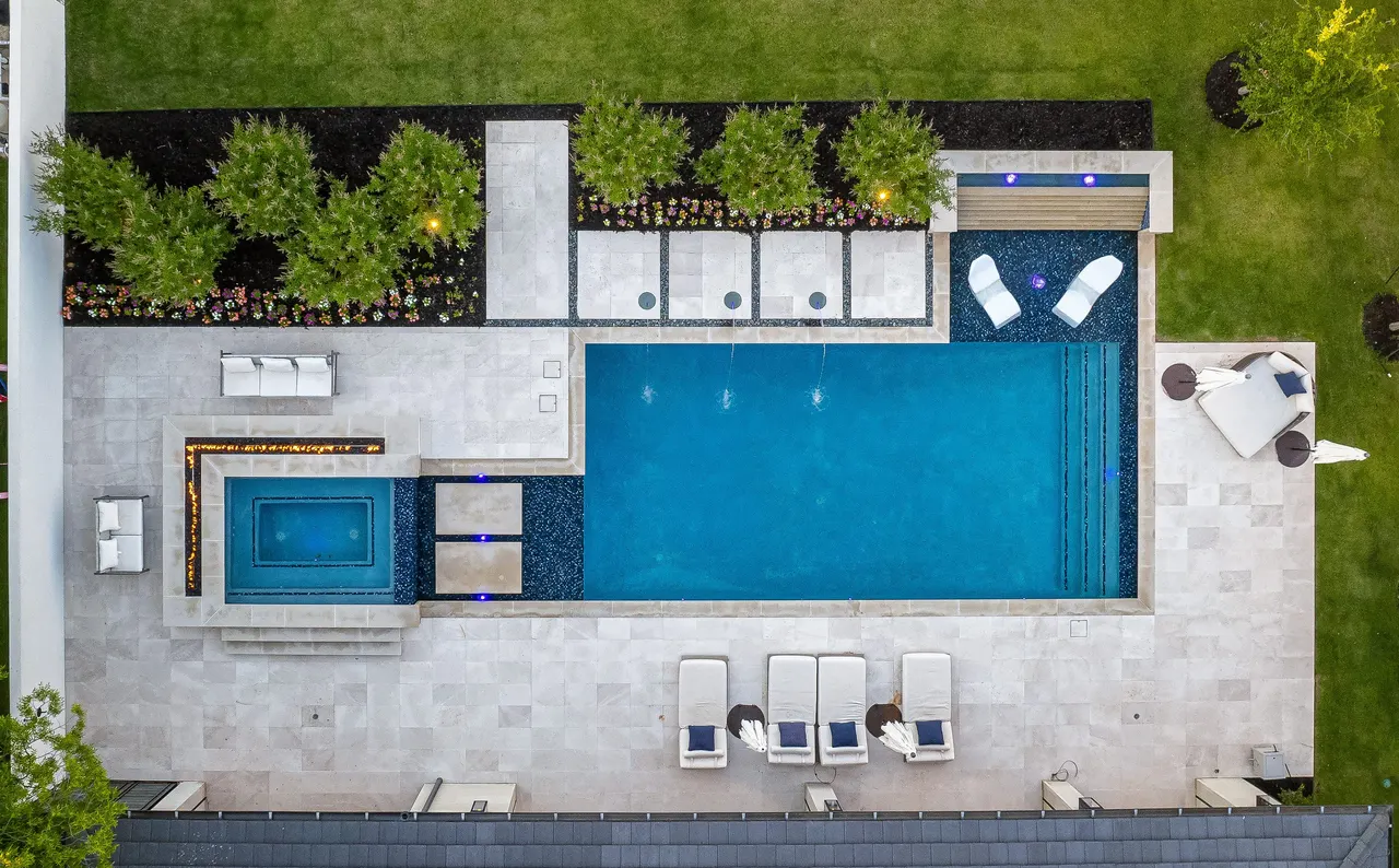 Park Vista — custom pool in Southlake, TX by Verde Outdoors — aerial view (photo 4)