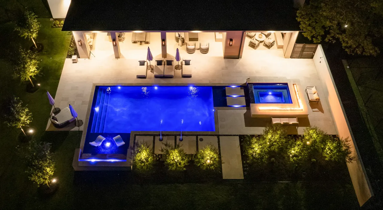 Park Vista — custom pool in Southlake, TX by Verde Outdoors — aerial view (photo 34)