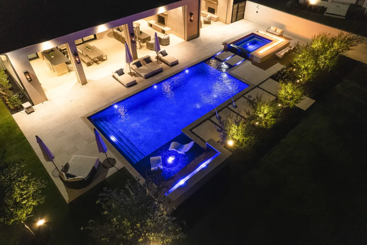 Park Vista — custom pool in Southlake, TX by Verde Outdoors — aerial view (photo 36)